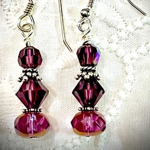 Sterling silver earrings, Swarovski crystals
